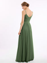 Sweetheart Neck Chiffon Dress with Spaghetti Straps Olive Green