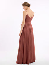 Sweetheart Neck Chiffon Dress with Spaghetti Straps Terracotta