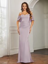 Sweetheart Neckline Flutter Sleeves Satin Prom Dress Dusk
