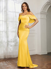 Sweetheart Neckline Flutter Sleeves Satin Prom Dress Marigold
