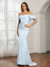 Sweetheart Neckline Flutter Sleeves Satin Prom Dress Mist