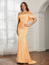 Sweetheart Neckline Flutter Sleeves Satin Prom Dress Tangerine