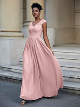 Lace and Chiffon Maxi Cap Sleeves Dress Dusty Rose