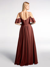 Cold-Shoulder Chiffon Empire Gown with Pockets Terracotta