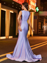 Rhinestone-Embellished Mermaid Evening Dress Lavender