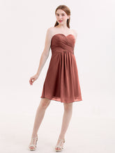 Strapless Short Chiffon Gonws with Sweetheart Terracotta