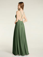 Simple Chiffon Bridesmaid Dress with Square Neck Olive Green