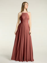 Simple Chiffon Bridesmaid Dress with Square Neck Terracotta