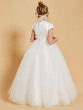 Elegant Flower Girl Dresses Adorned with Lace Applique and Cap Sleeves