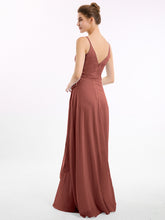 Long Spaghetti Strap Chiffon Bridesmaid Dress Terracotta