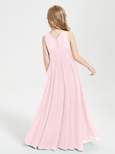 Long Junior Bridesmaid Dresses Lace Top Blushing Pink