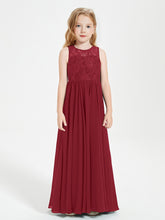 Long Junior Bridesmaid Dresses Lace Top Burgundy