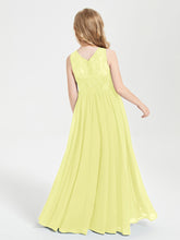 Long Junior Bridesmaid Dresses Lace Top Daffodil
