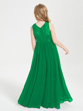 Long Junior Bridesmaid Dresses Lace Top Emerald