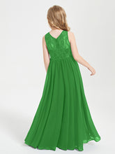 Long Junior Bridesmaid Dresses Lace Top Green