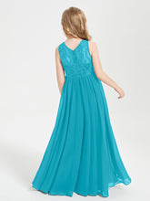 Long Junior Bridesmaid Dresses Lace Top Jade