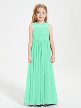 Long Junior Bridesmaid Dresses Lace Top Turquoise