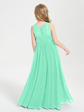 Long Junior Bridesmaid Dresses Lace Top Turquoise