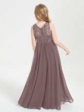 Long Junior Bridesmaid Dresses Lace Top Vintage Mauve