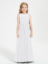 Long Junior Bridesmaid Dresses Lace Top White
