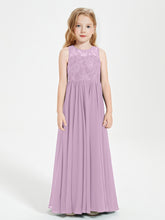Long Junior Bridesmaid Dresses Lace Top Wisteria
