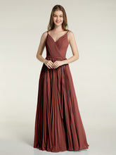 Full Pleated Skirt Chiffon Bridesmaid Dress Terracotta