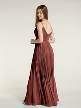 Full Pleated Skirt Chiffon Bridesmaid Dress Terracotta