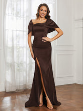 Off-The-Shoulder Mermaid Prom Dress with Slit Chocolate