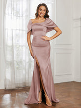 Off-The-Shoulder Mermaid Prom Dress with Slit Dusty Rose