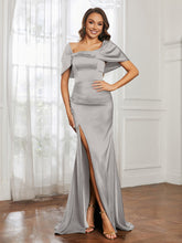 Off-The-Shoulder Mermaid Prom Dress with Slit Silver