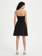 Strapless Chiffon Short Dresses with Bow Black