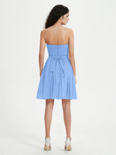 Strapless Chiffon Short Dresses with Bow Blue