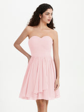Strapless Chiffon Short Dresses with Bow Blushing Pink