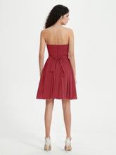 Strapless Chiffon Short Dresses with Bow Burgundy