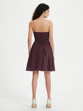 Strapless Chiffon Short Dresses with Bow Cabernet