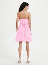 Strapless Chiffon Short Dresses with Bow Candy Pink