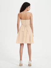 Strapless Chiffon Short Dresses with Bow Champagne