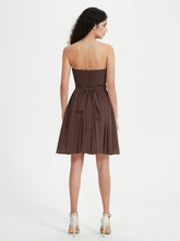Strapless Chiffon Short Dresses with Bow Chocolate