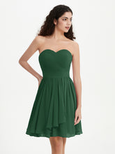 Strapless Chiffon Short Dresses with Bow Dark Green