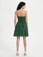 Strapless Chiffon Short Dresses with Bow Dark Green