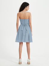 Strapless Chiffon Short Dresses with Bow Dusty Blue