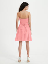 Strapless Chiffon Short Dresses with Bow Flamingo