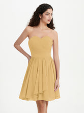 Strapless Chiffon Short Dresses with Bow Gold