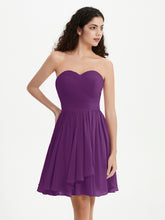 Strapless Chiffon Short Dresses with Bow Grape