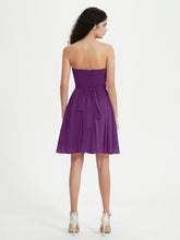 Strapless Chiffon Short Dresses with Bow Grape