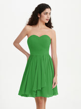 Strapless Chiffon Short Dresses with Bow Green