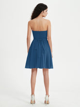 Strapless Chiffon Short Dresses with Bow Ink Blue