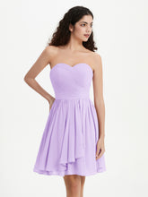 Strapless Chiffon Short Dresses with Bow Lilac