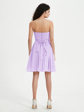Strapless Chiffon Short Dresses with Bow Lilac