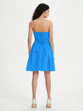 Strapless Chiffon Short Dresses with Bow Ocean Blue